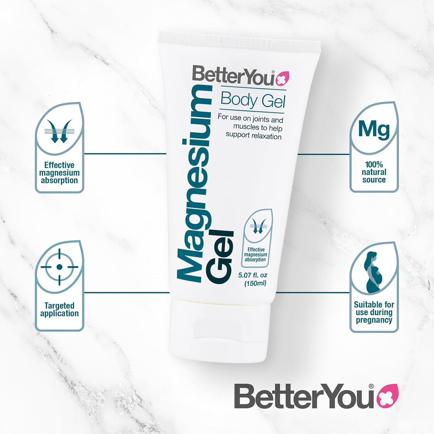BetterYou Magnesium Body Gel 150mlFor use on Joints and Muscles to Supprt Relaxation