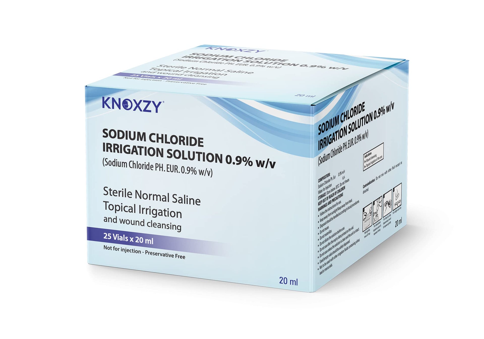 KNOXZY Sterile Saline Pods – 25 x 20ml for Eye Wash & Wound Cleansing