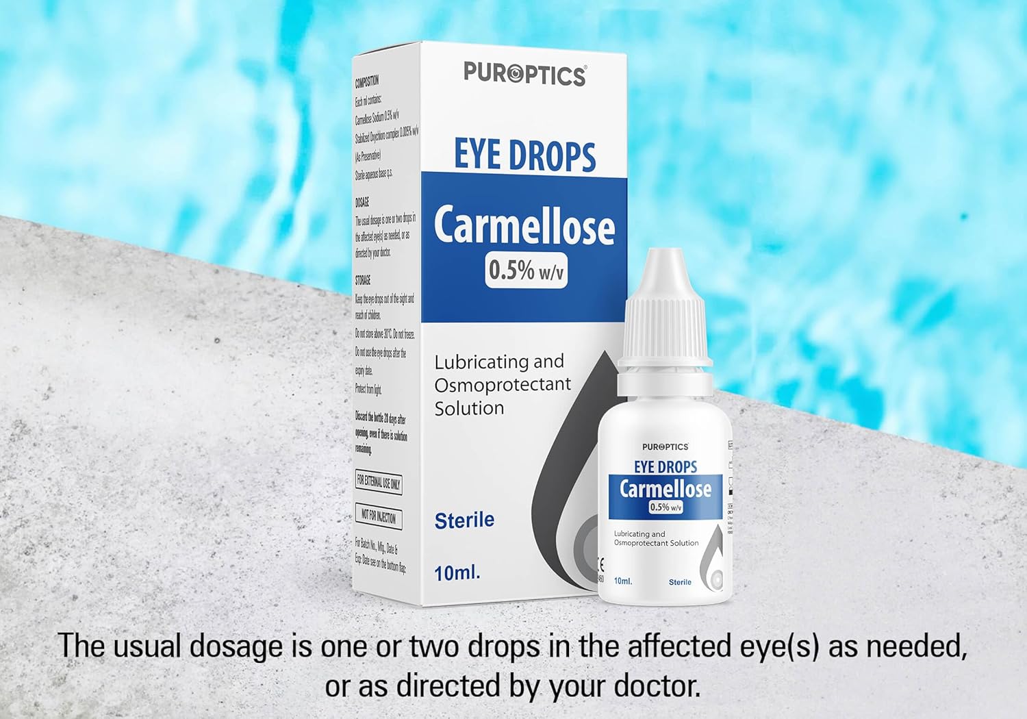 PUROPTICS Carmellose 0.5% Lubricant Eye Drops for Dry Eyes and Irritated Eyes 10ml