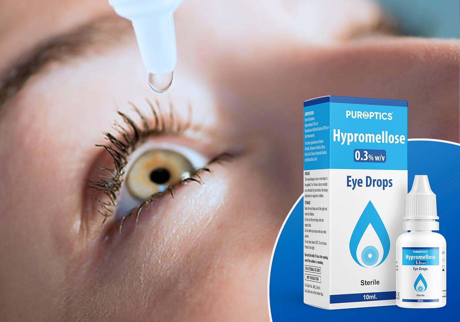 Puroptics Hypromellose 0.3% Eye Drops for Dry Eyes - Itchy Eye Treatment