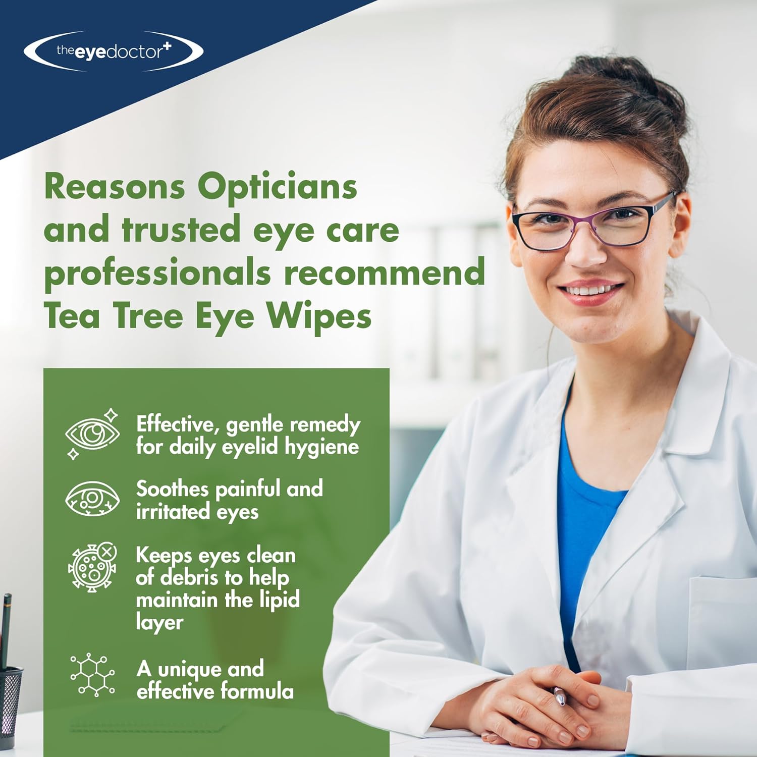The Eye Doctor Tea Tree Eyelid Wipes – 20 Wipes for Blepharitis, Dry & Sensitive