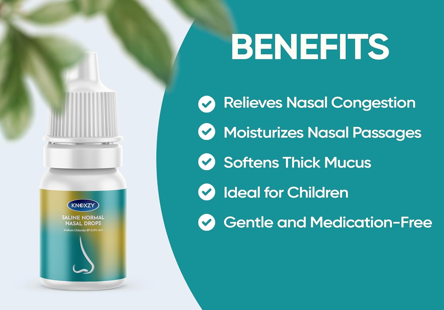 Knoxzy Saline Nasal Drops 10ml – Instant Relief for Blocked Nose