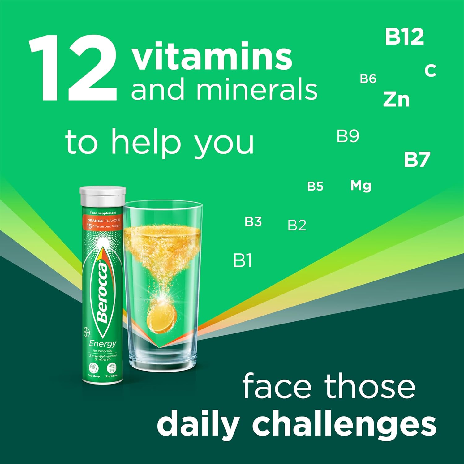 Berocca Energy Effervescent Tablets 60s – Orange Flavour | B Vitamins, Magnesium & Zinc