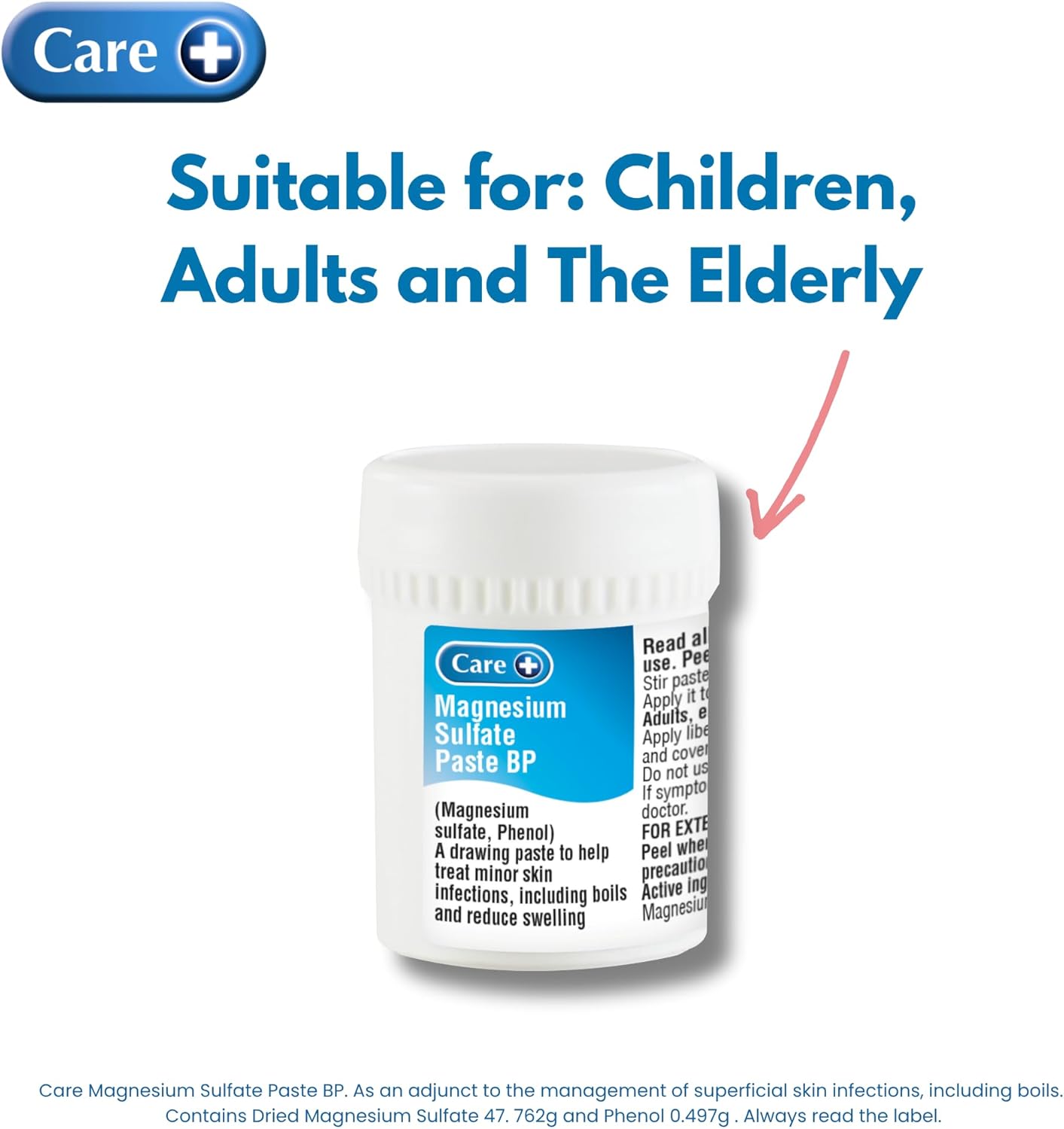Care+ Magnesium Sulphate Paste 50g, Drawing Ointment for Inflammatory Conditions
