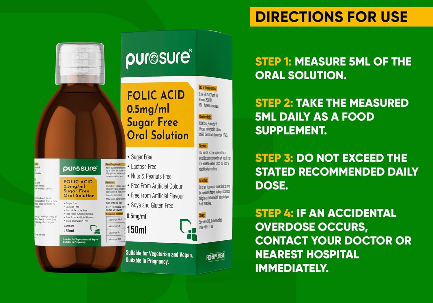 Purosure Folic Acid Liquid | Vitamin B9 | 150ml