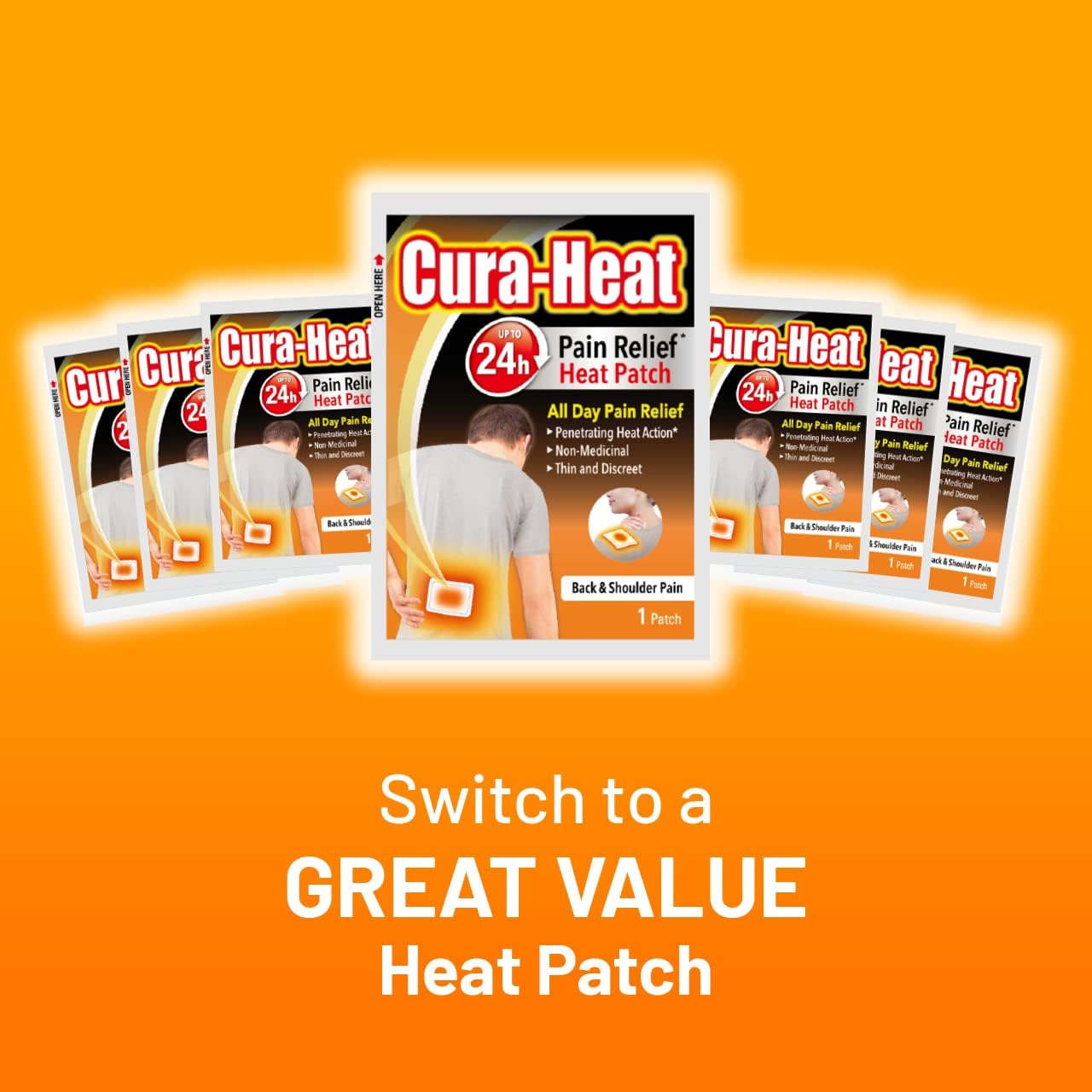 Cura-Heat Back and Shoulder Pain Heat Patch | 7 Patches