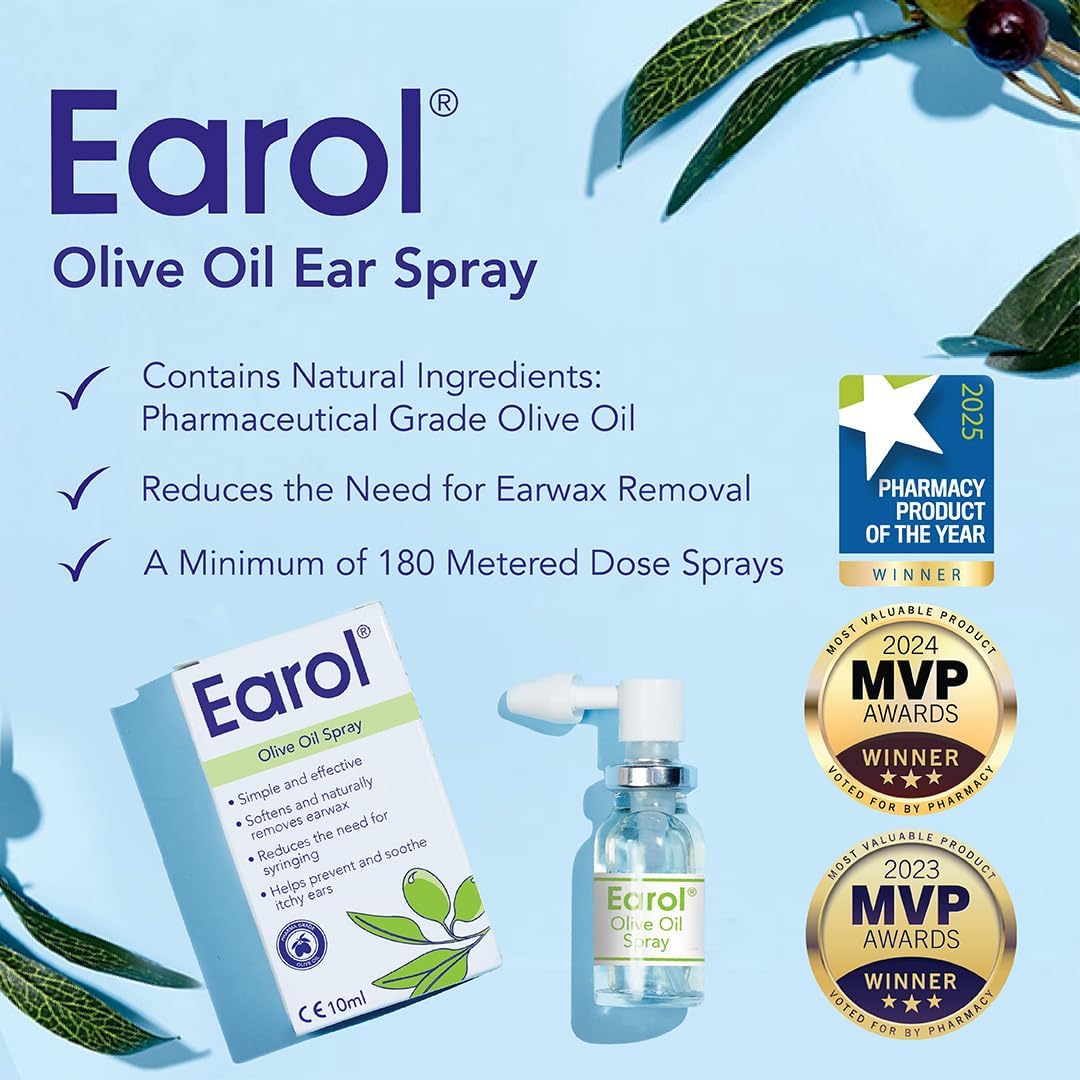 Earol Olive Oil Ear Wax Removal Spray | 10ml Oil Spray Bottle