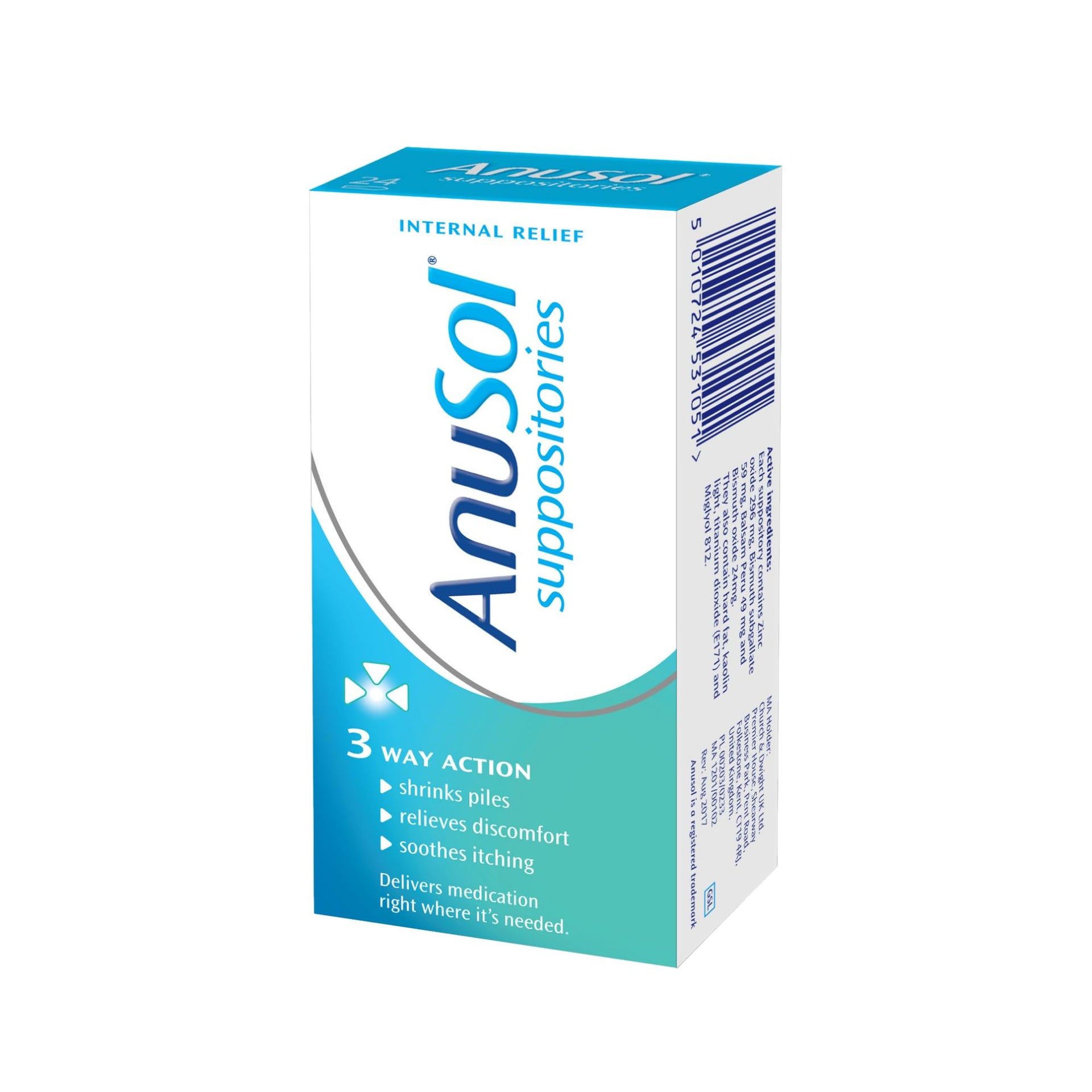 Anusol 3 Way action 24 Suppositories For Haemorrhoids & Related Conditions