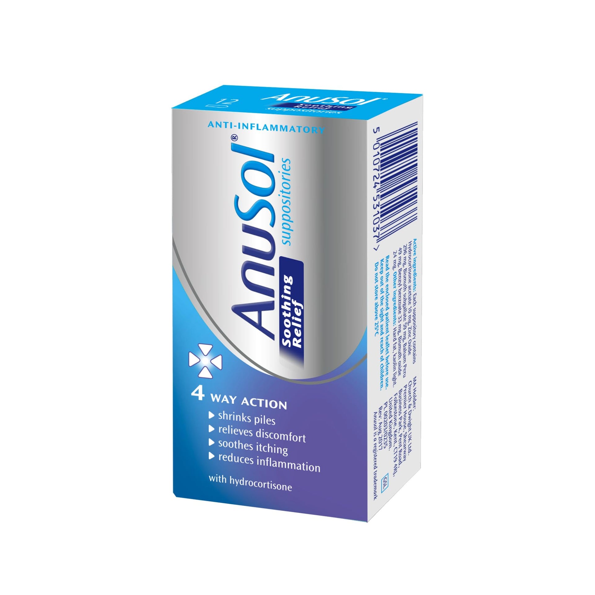 Anusol 4 Way action 12 Suppositories For Haemorrhoids & Related Conditions