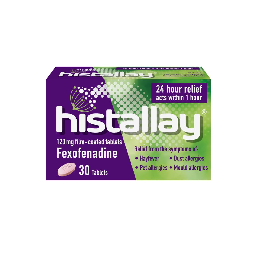 Histallay Hayfever & Allergy Relief 120mg Fexofenadine 30 Tablets Antihistamine 24hr Relief