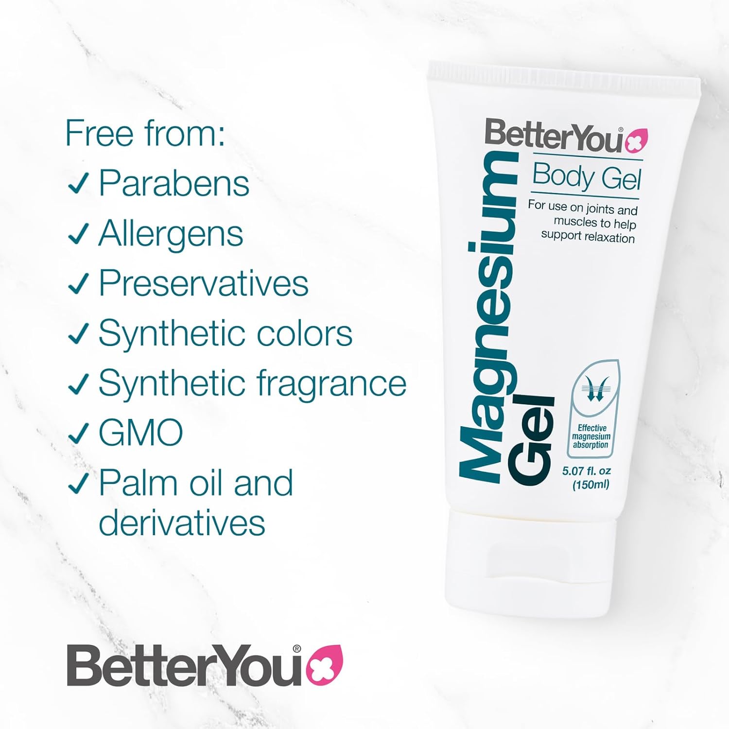 BetterYou Magnesium Body Gel 150mlFor use on Joints and Muscles to Supprt Relaxation