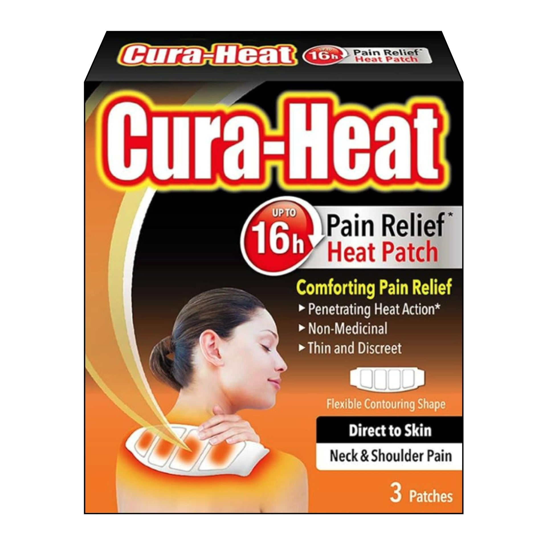 Cura-Heat Neck and Shoulder Pain Direct-to-Skin | 3 Patches