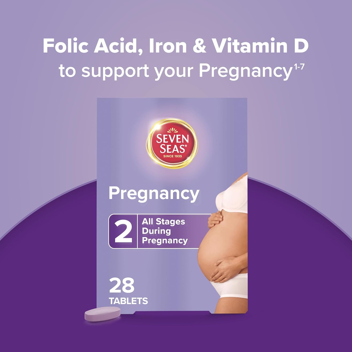 SEVEN SEAS Pregnancy Multivitamin with Folic Acid, 4 Week Supply Capsules, Ginger, 28 Count