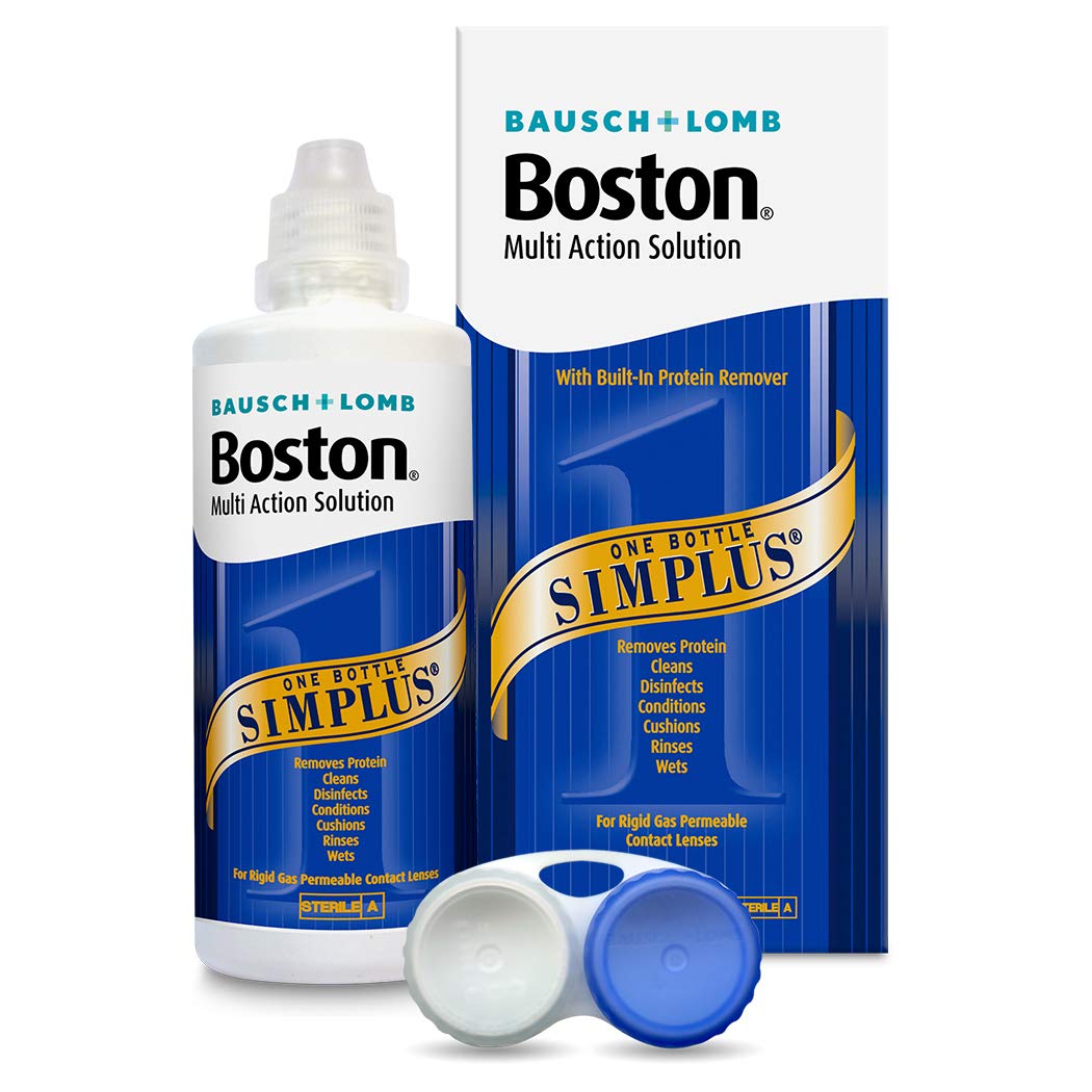 Boston Simplus Multi-Action Solution, 120ml Contact Lens Solution for Rigid Gas Permeable Contact Lenses - Clean, Disinfect, & Condition with Contact Lens Case