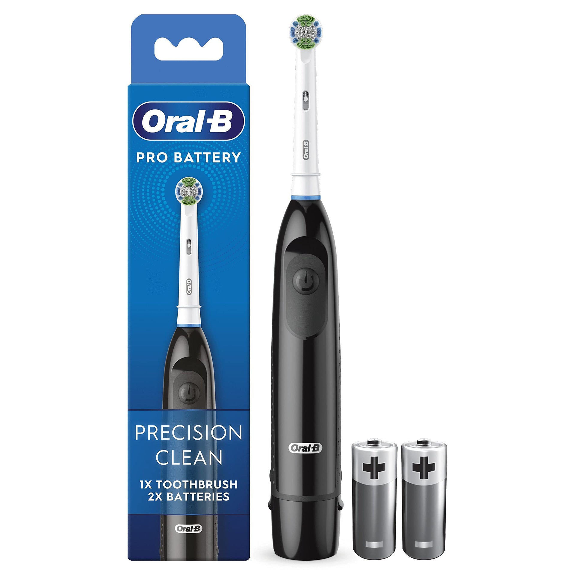 Oral-B Pro Battery Toothbrush | Precision Clean Toothbrush Head| 2 Batteries Included, Black