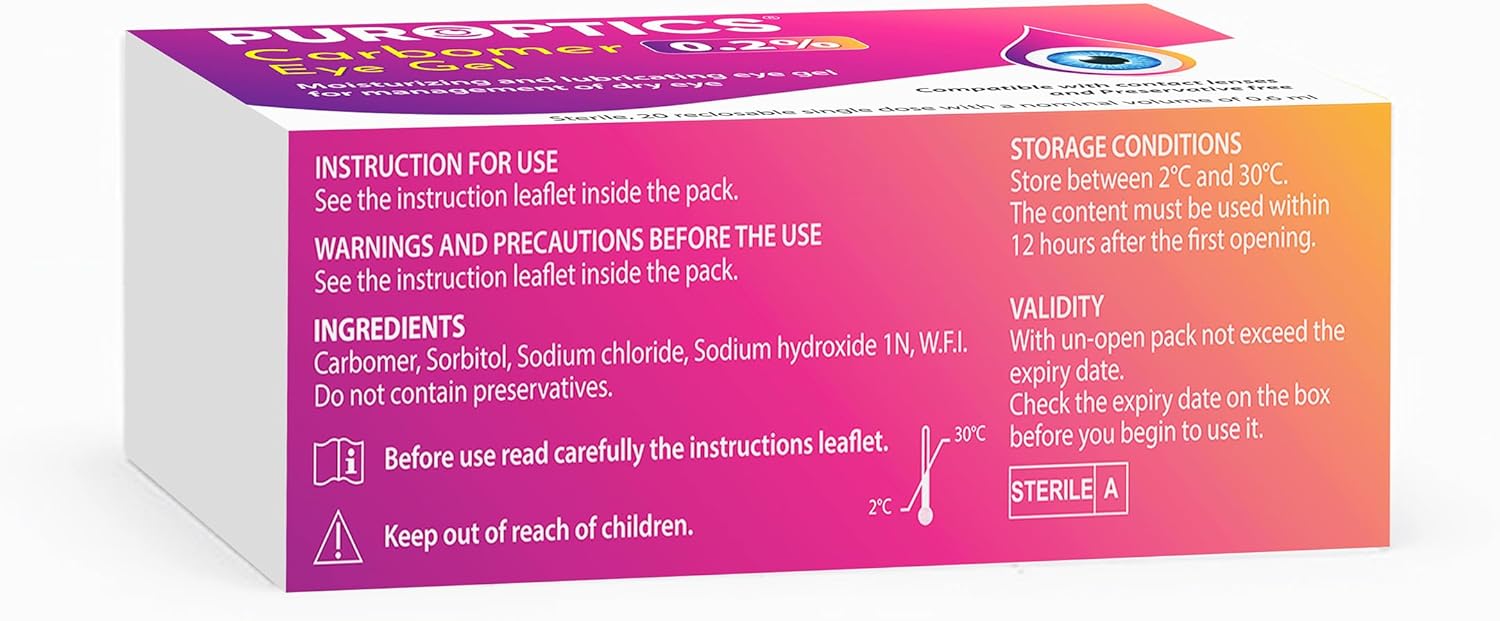 Puroptics Carbomer Eye Gel 0.2% 20 Dose