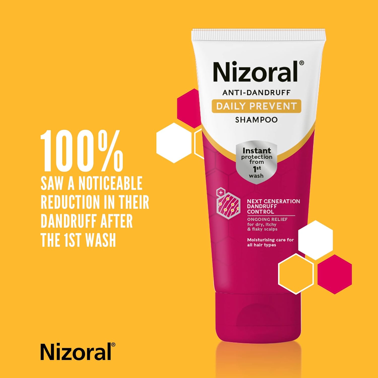 Nizoral Anti-Dandruff Daily Prevent Shampoo, Instant Dandruff Protection, For All Hair Types, 200ml