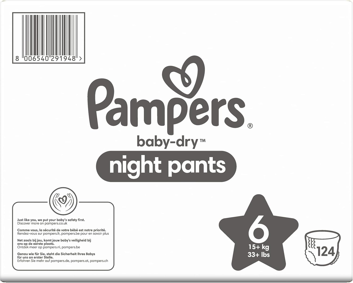 Pampers Baby-Dry Night Nappy Pants Size 6, 24 Night Nappies, 15kg+