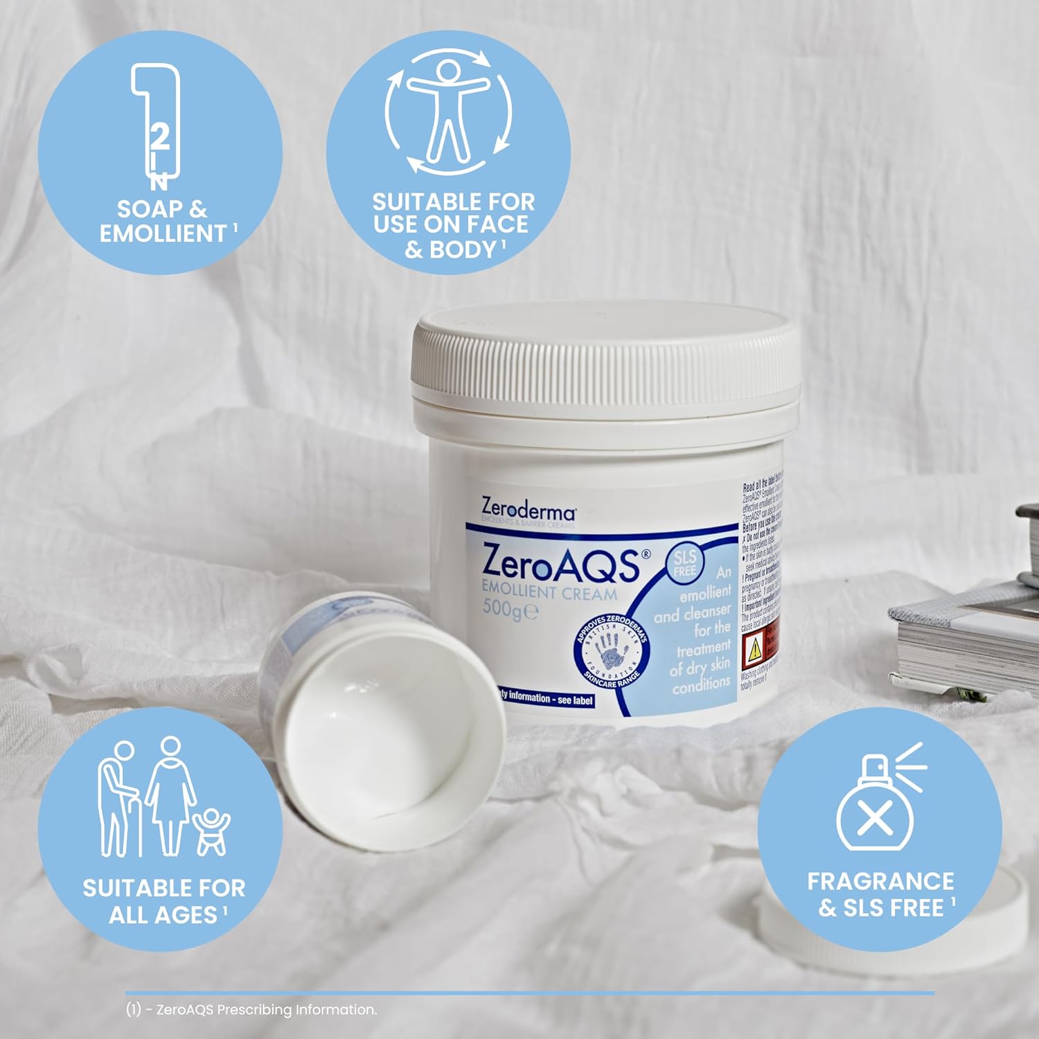 Zeroderma ZeroAQS 2-in-1 Emollient Cream 500g