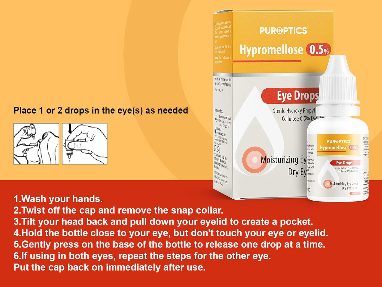 Puroptics Hypromellose 0.5% Eye Drops for Dry Eyes 10ml