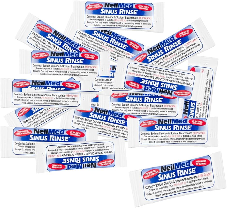Kit originale per lavaggio dei seni paranasali NeilMed con 60 bustine premiscelate