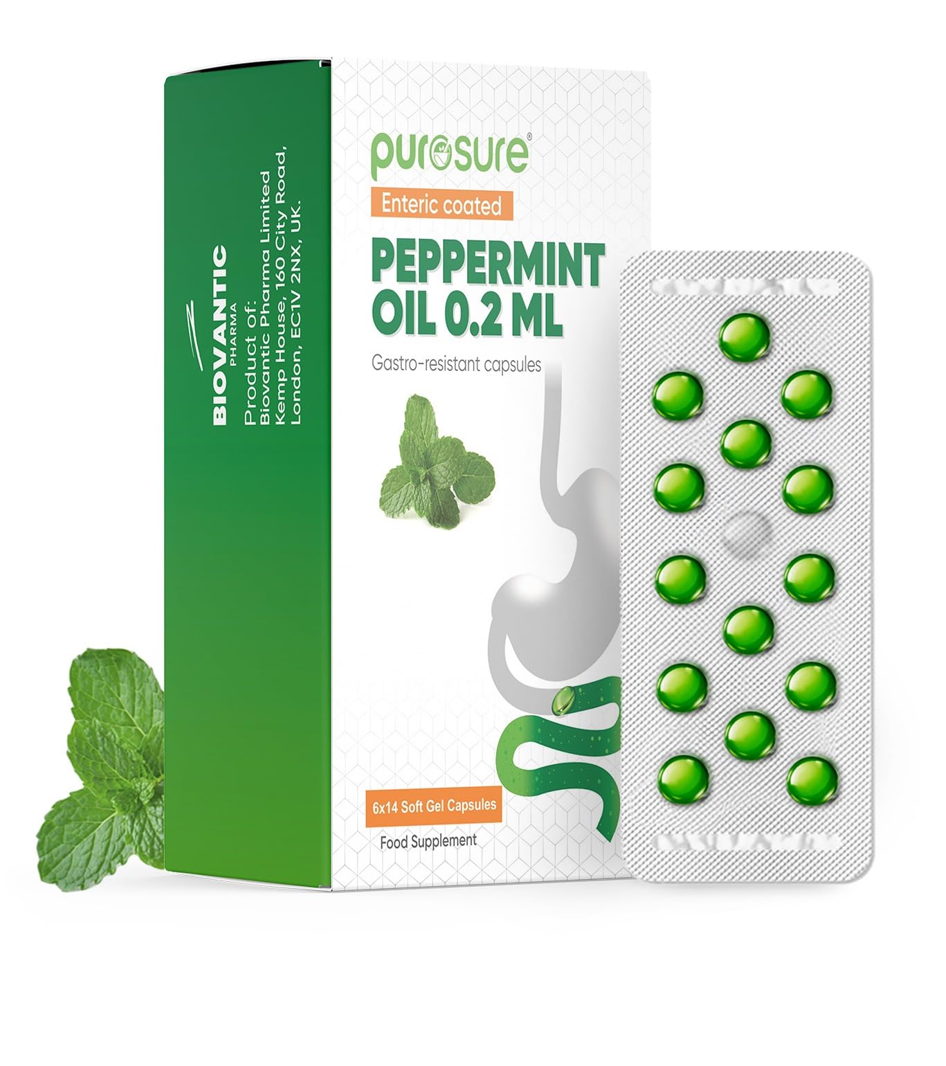 Purosure Peppermint Oil Capsules – 84 Enteric-Coated Softgels (0.2ml)