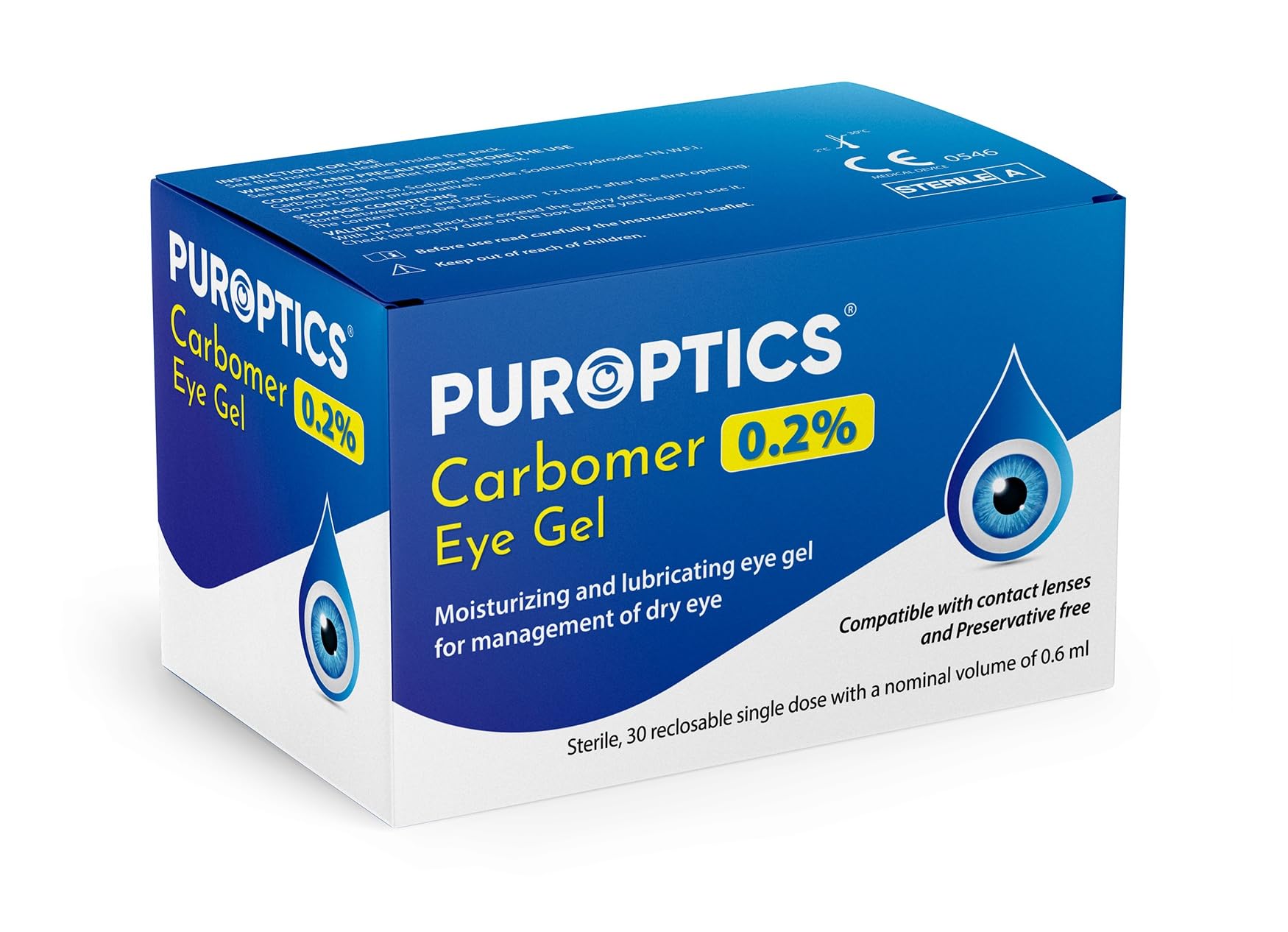 Puroptics Eye Gel Drops – 0.2% Carbomer, 30 Pack