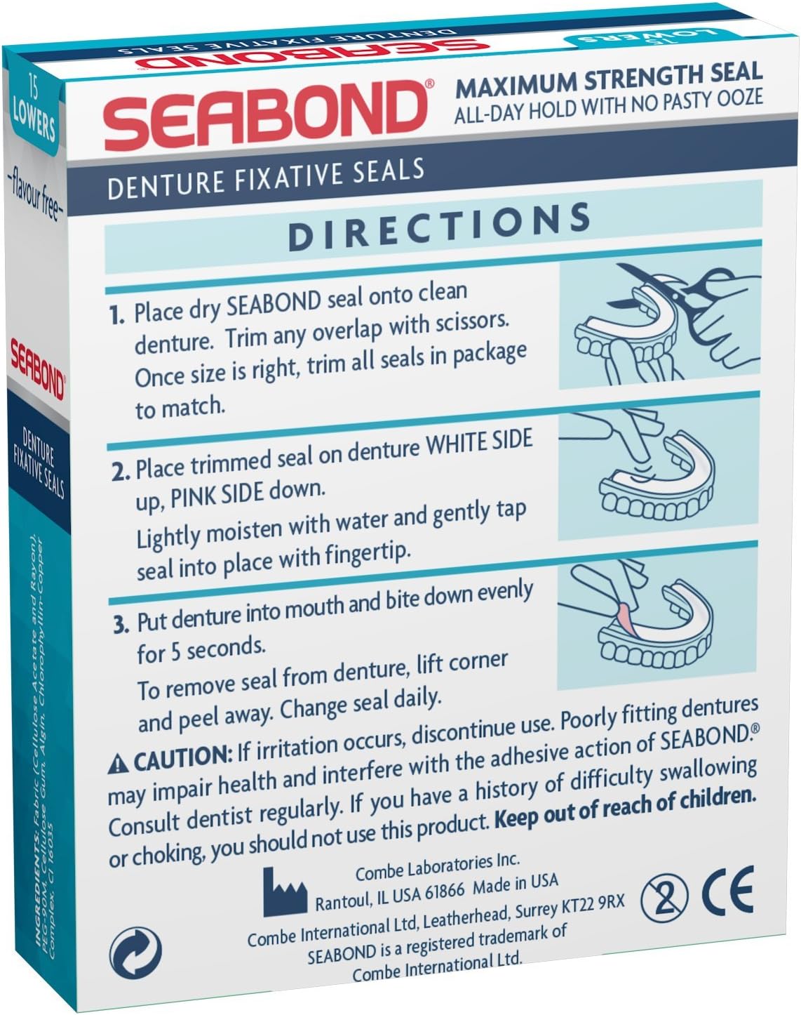 Seabond Denture Fixative Seals - Original - 15 Lowers - Pack of 6