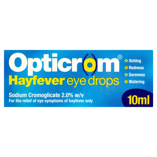 Opticrom Hayfever 2% w/v Eye Drops Solution, Anti-Allergy Relief for Itchy and Irritated Eyes -  1 x 10 ml