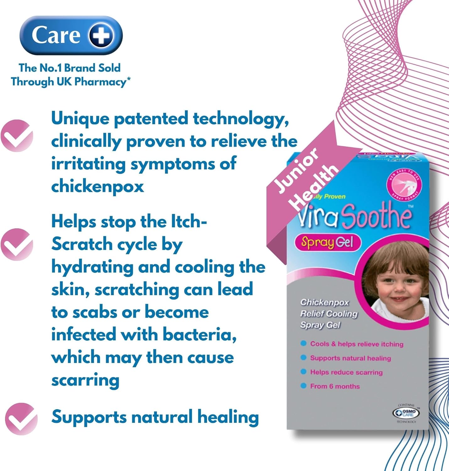 Care+ ViraSoothe Spray Gel 60g Chickenpox Relief | Cools and Soothes Skin