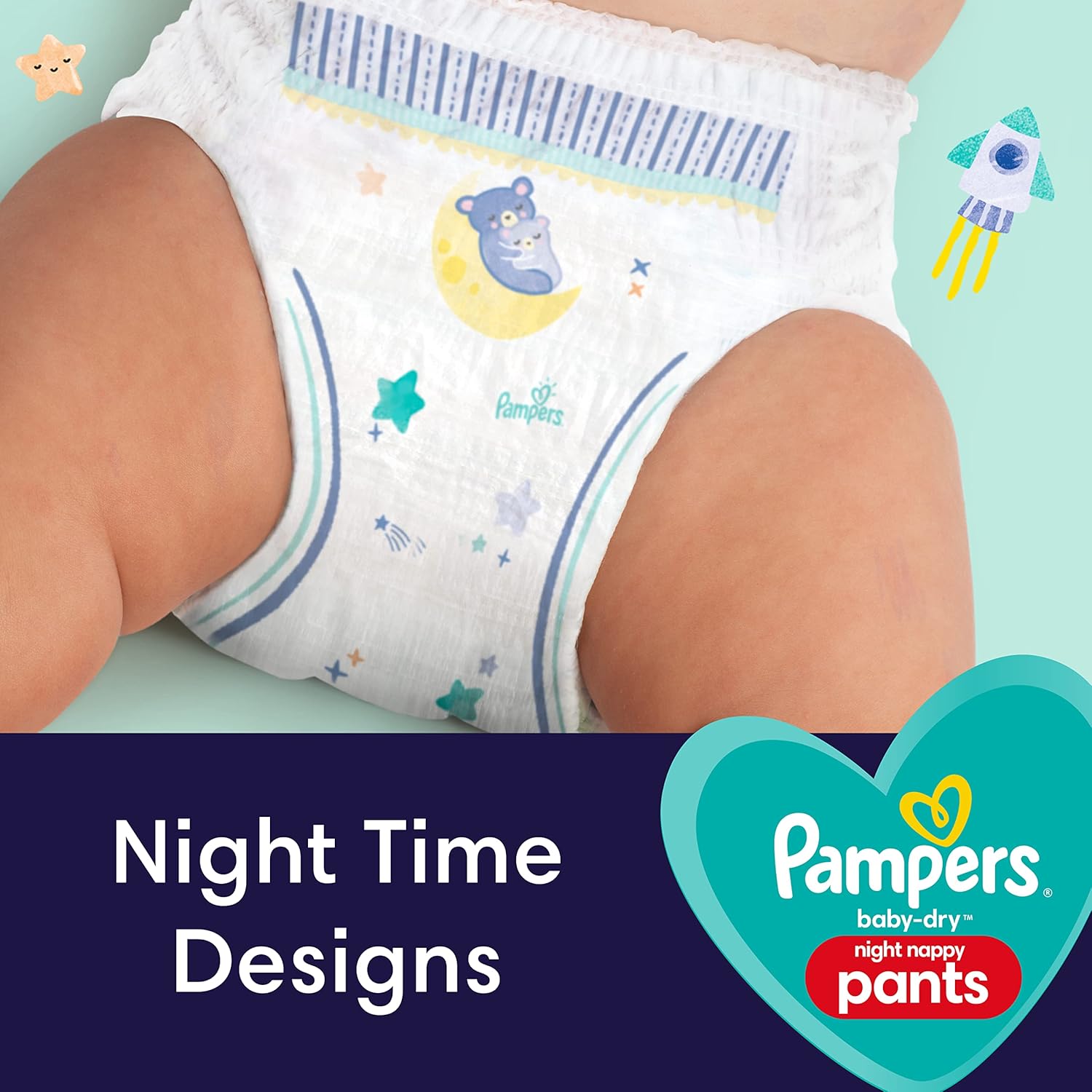 Pampers Baby-Dry Night Nappy Pants Size 6, 24 Night Nappies, 15kg+