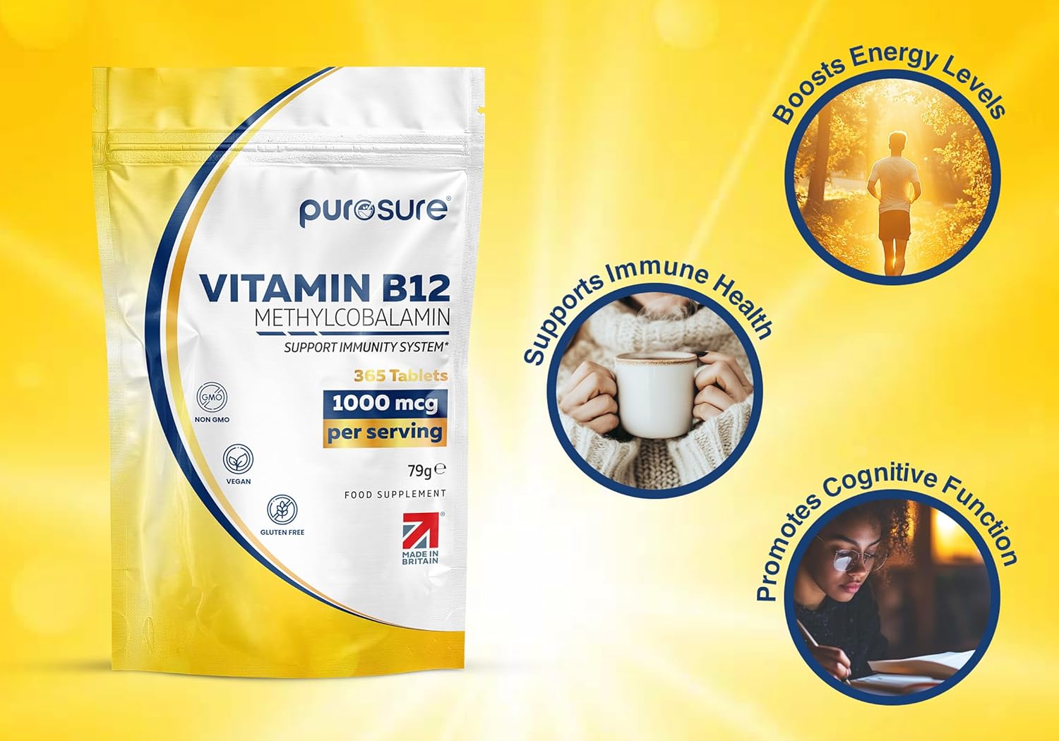 Purosure Vitamin B12 1000µg – 365 Vegan Tablets