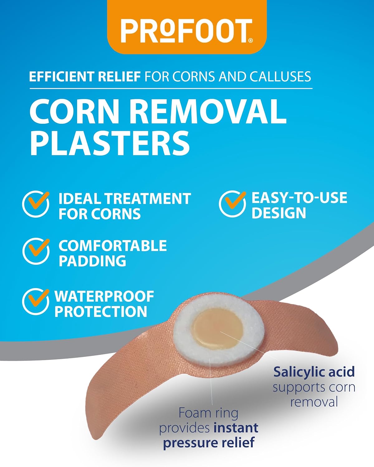 Profoot Corn Removal Plasters, 6 Adhesive Plasters | Pain Relief Corn Plasters