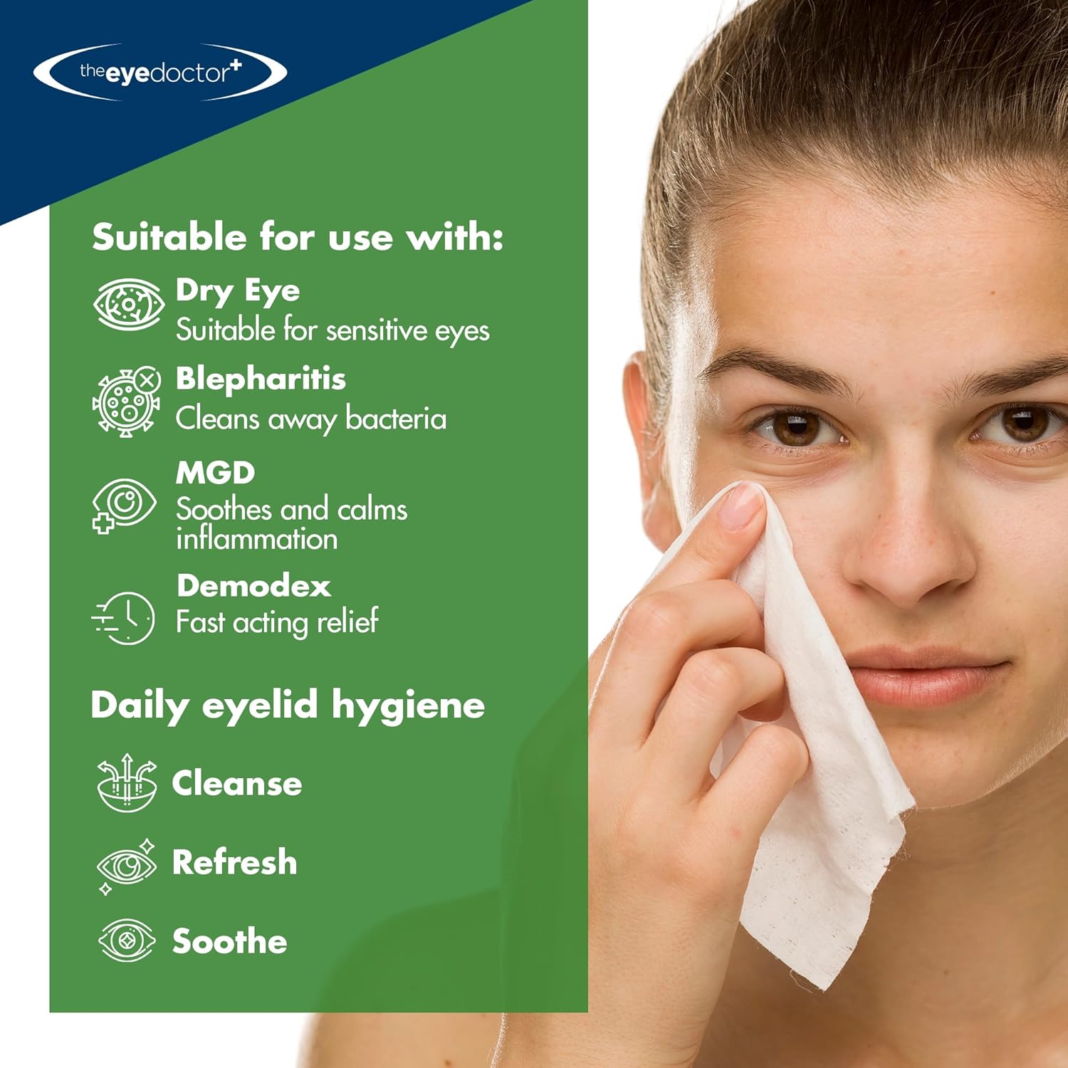 The Eye Doctor Tea Tree Eyelid Wipes – 20 Wipes for Blepharitis, Dry & Sensitive