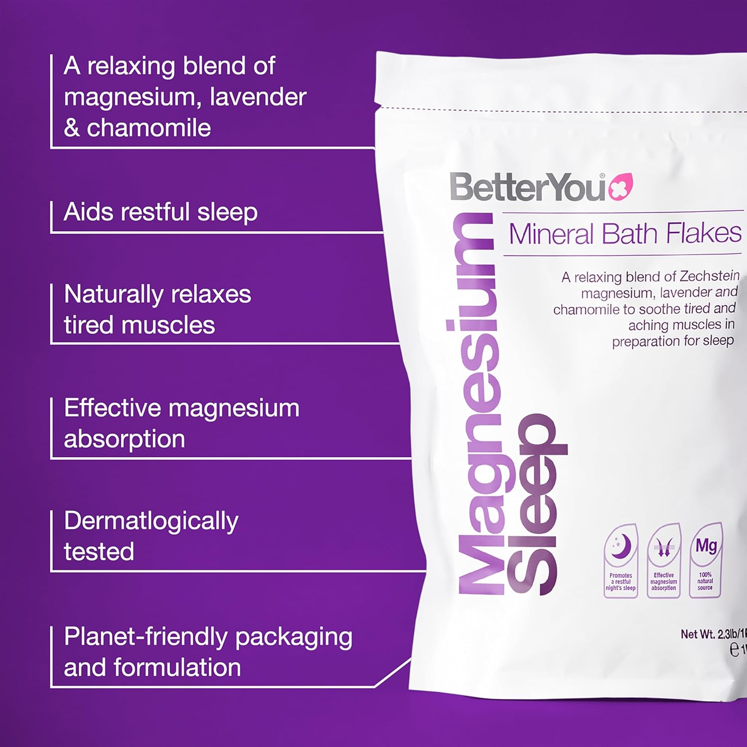 BetterYou Magnesium Muscle Mineral Bath Flakes 1kg