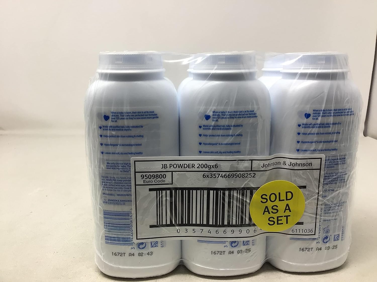 Johnson's Baby Powder Talc Talcum Soft Skin Care Protect Bottles - Pack of 6 x 200 G