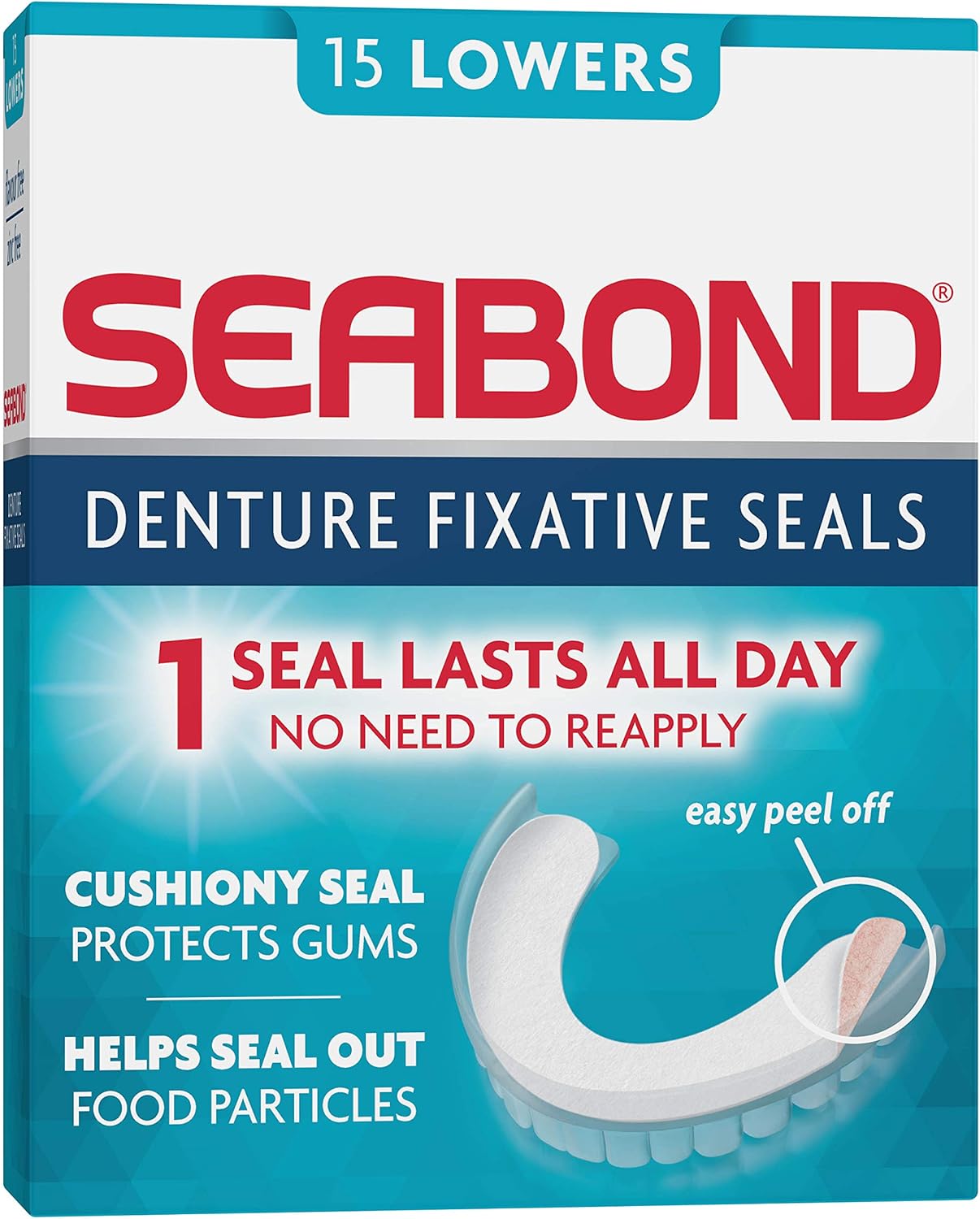 Seabond Denture Fixative Seals - Original - 15 Lowers - Pack of 6