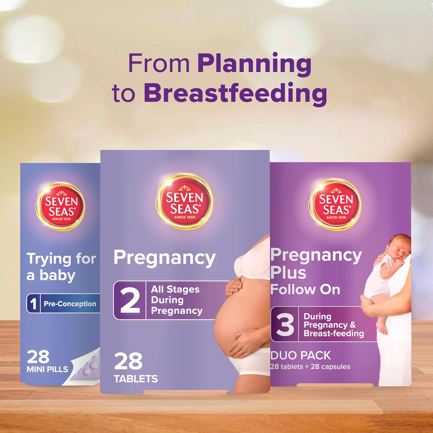 SEVEN SEAS Pregnancy Multivitamin with Folic Acid, 4 Week Supply Capsules, Ginger, 28 Count