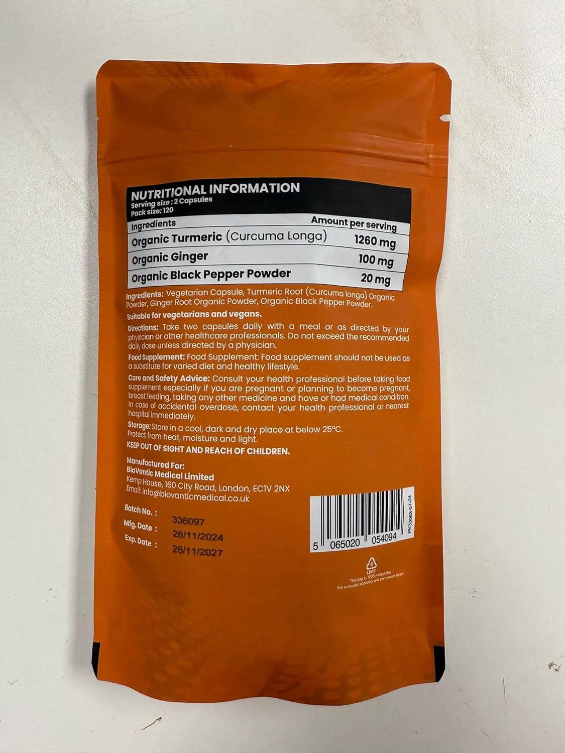 Purosure Organic Turmeric Complex 120 Capsules