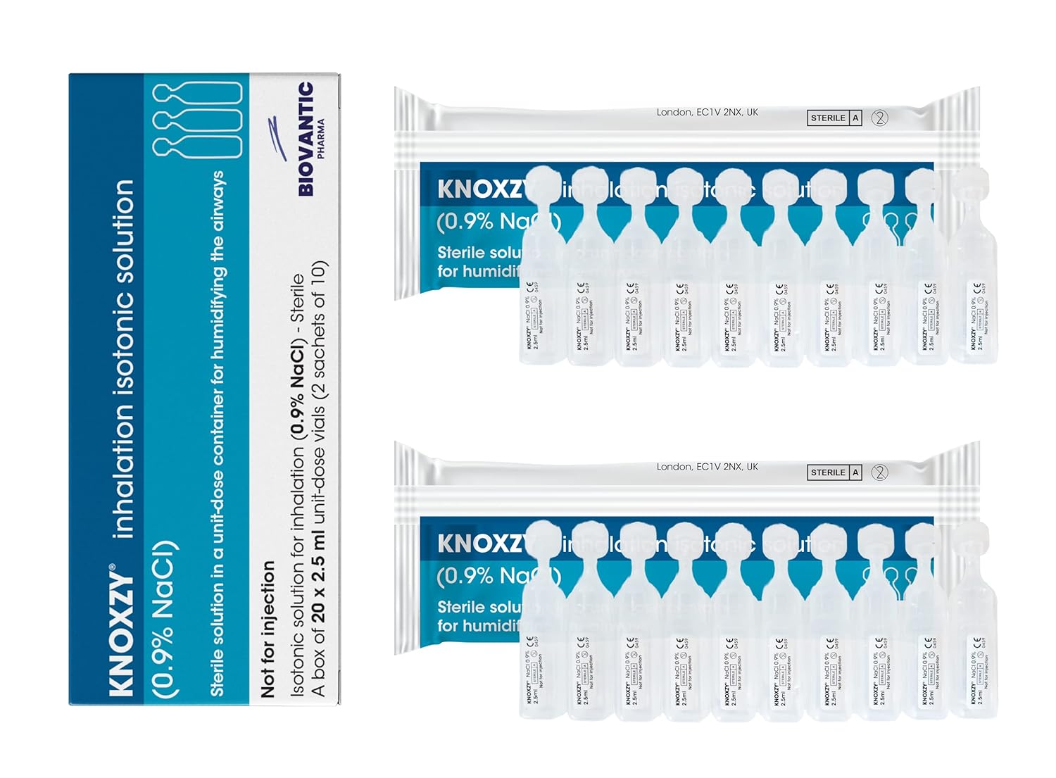 KNOXZY Sterile Isotonic 0.9% Inhalation Saline Solution - 2.5ml