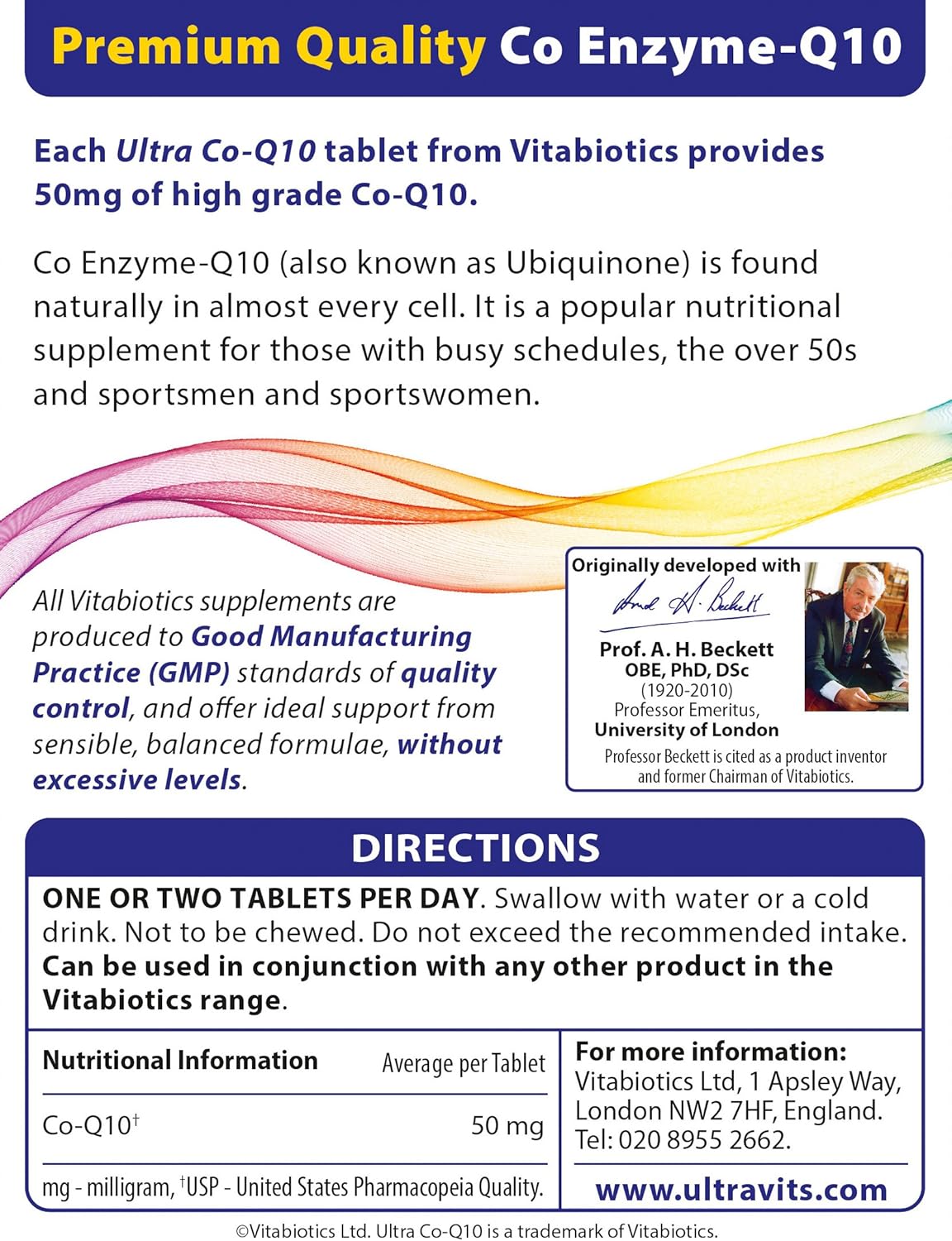 Vitabiotics Ultra Coenzyme Q10 50 mg Tablets