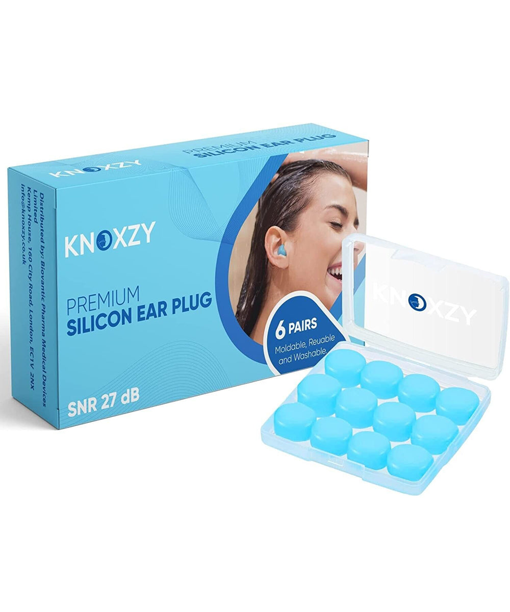 Knoxzy 6 Pairs Soft Silicon Blue Ear Plugs Noise Cancelling Ear Plugs