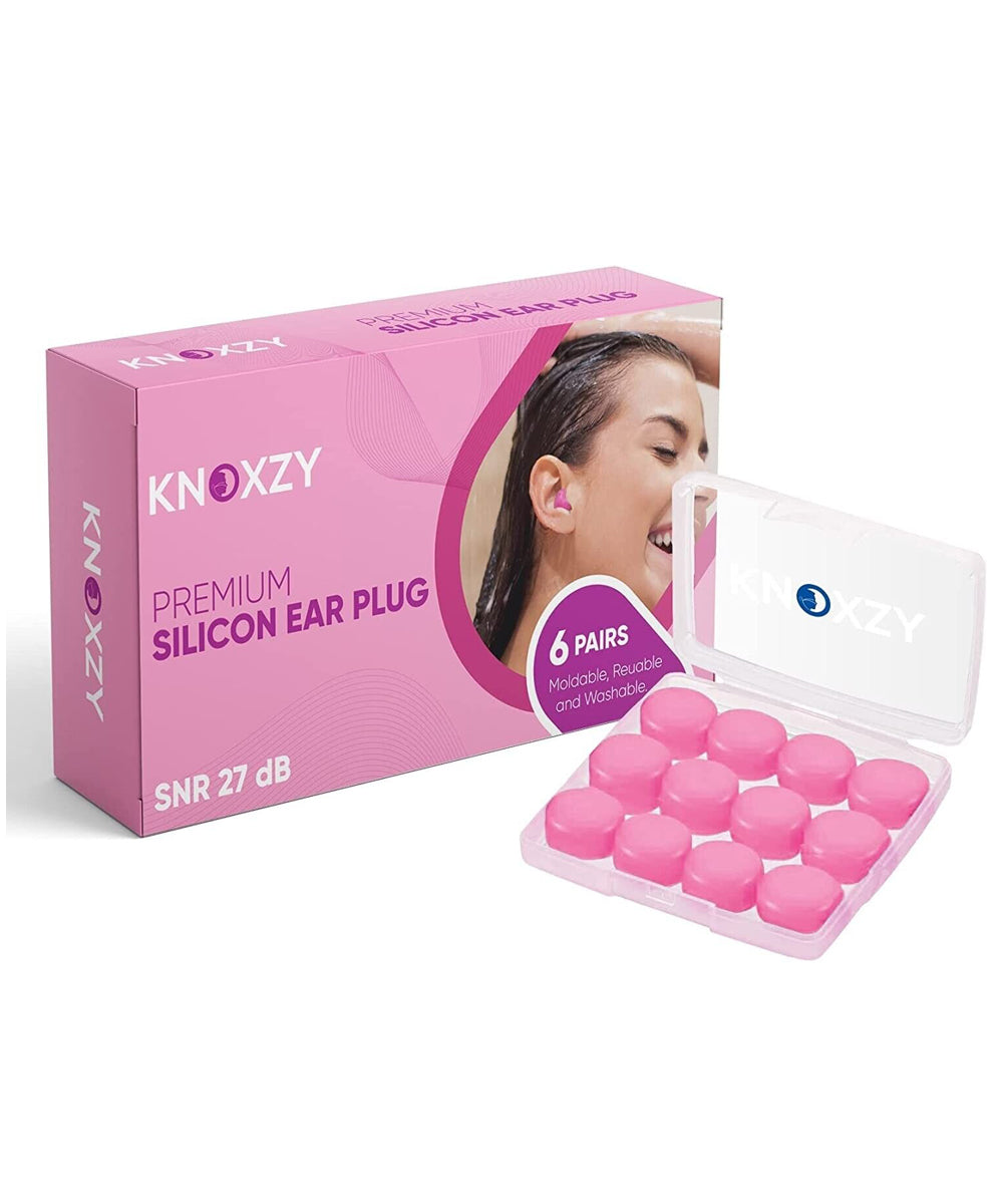 Knoxzy 6 Pairs Soft Silicon Pink Ear Plugs Noise Cancelling Ear Plugs