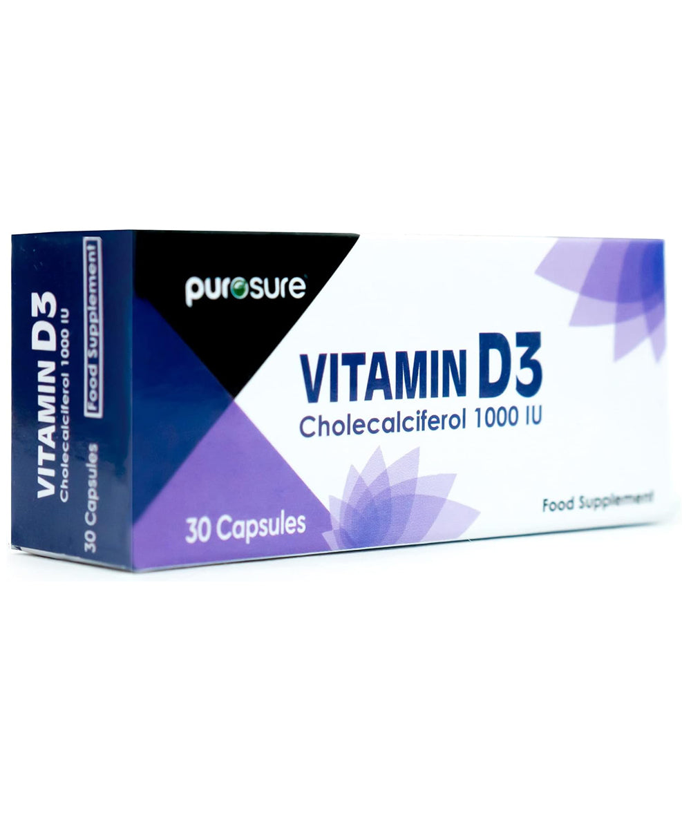 Vitamin D3 1000 IU - 30 Capsules - Easy to Swallow Pure Vitamin D Softgel Capsules