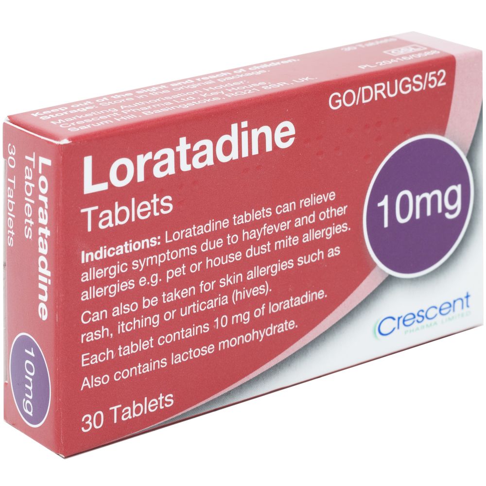 Crescent  Loratadine 10mg 30 Tablets Hayfever and Allergies Tablets