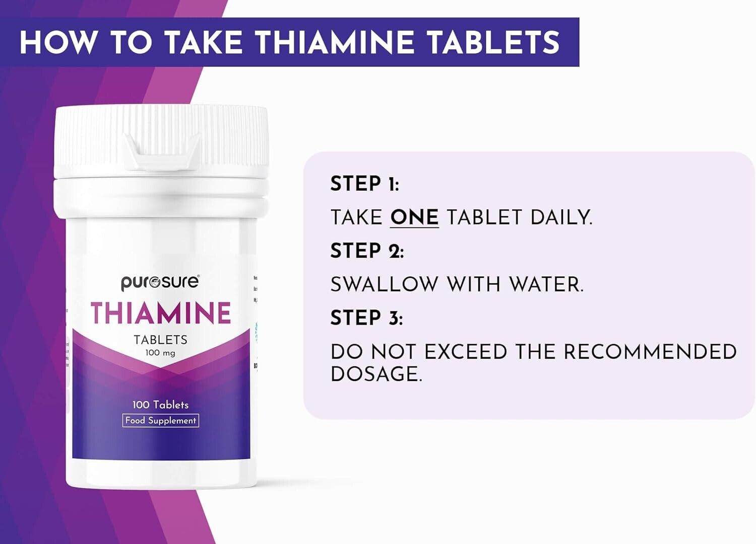 Vitamin B1 Thiamine Tablets 100mg - 100 Food Supplement High Strength Tablets