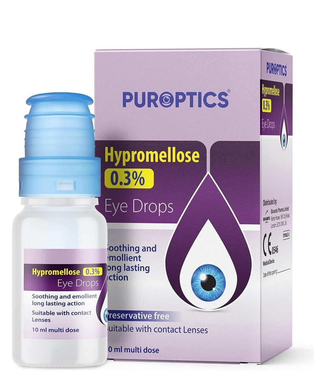 Puroptics Hypromellose 0.3% Eye Drops For Dry Eyes Drops 10ml Preservative Free