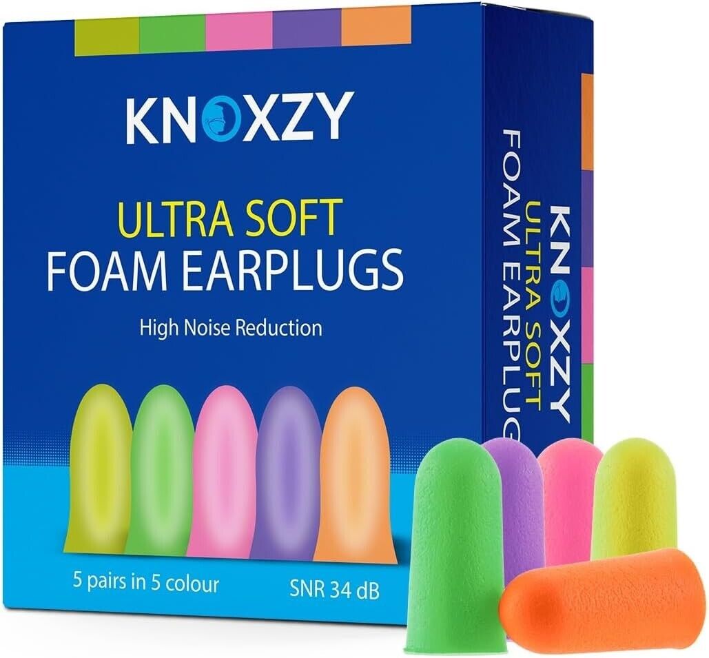 Ear Plugs Ultra Soft Foam Ear Plugs 34dB for Sleeping Noise Cancelling 10 Pairs