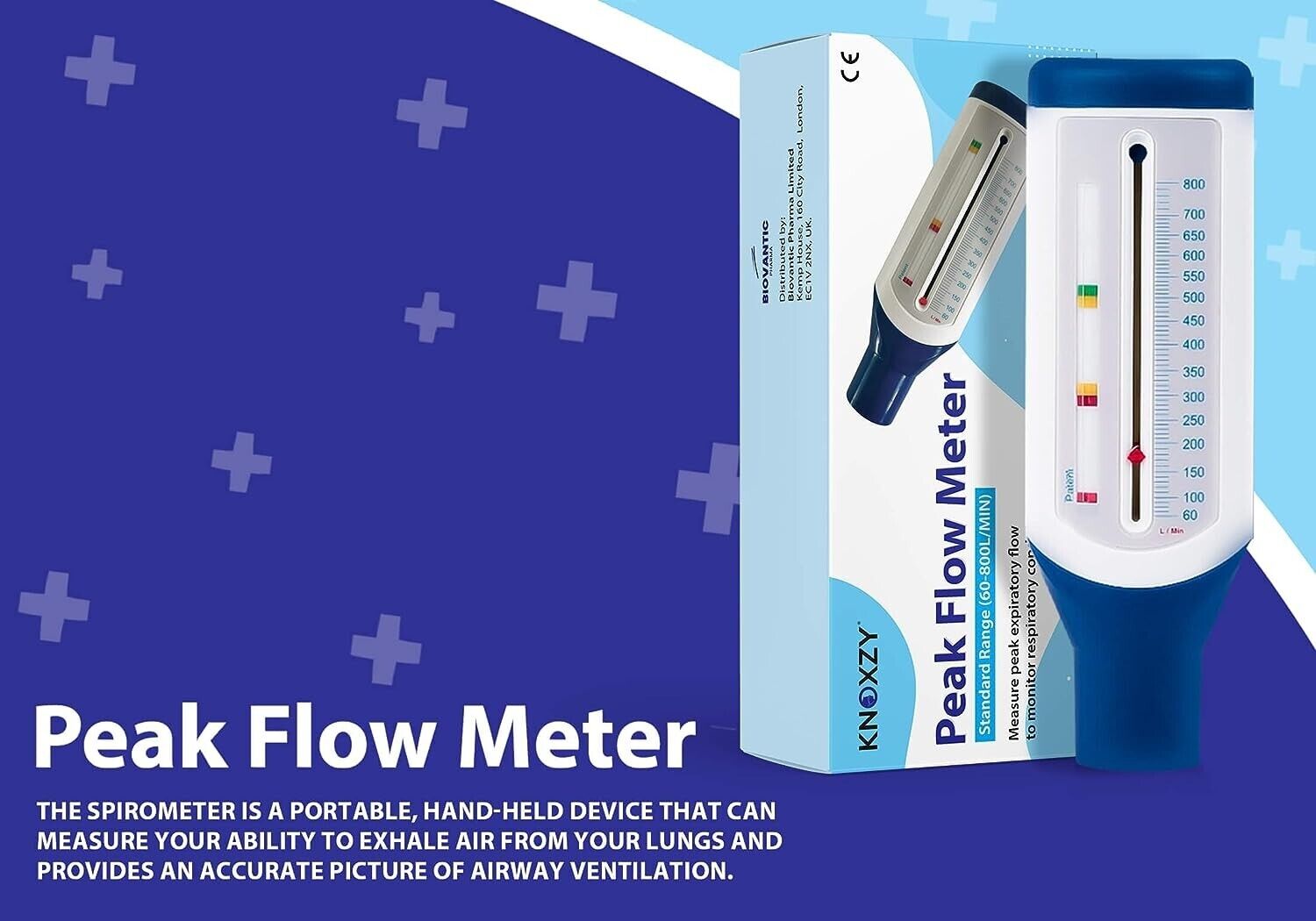 KNOXZY Peak Flow Meter Asthma Monitor Lung Capacity Test Respiratory C ...