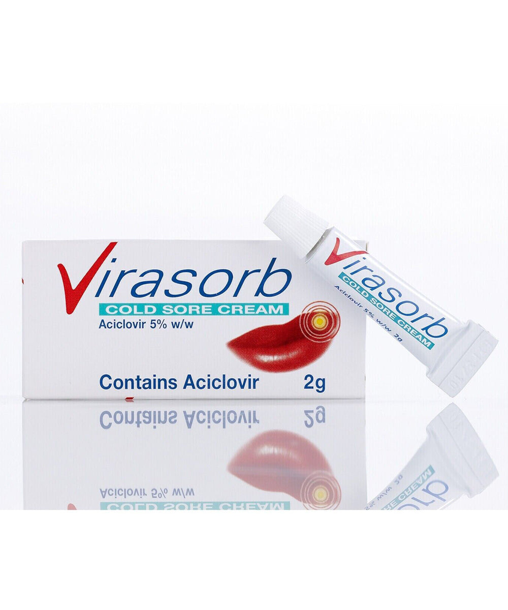 Virasorb Cold Sore Cream 2g 5% w/w Lip Treatment For Cracked Lips Virus